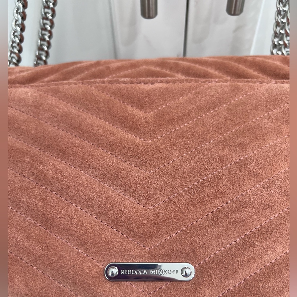 Rebecca Minkoff Edie Flap Quilted Suede Bag Desert Rose NWT - Picture 7 of 13